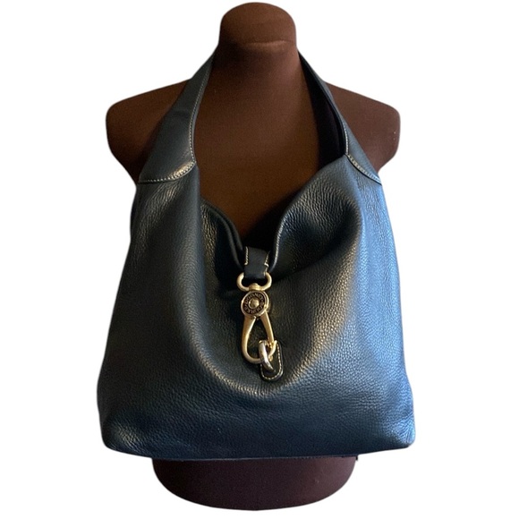 Dooney & Bourke Belvedere Logo Lock Pebbled Leather Bucket Bag - Picture 3 of 17